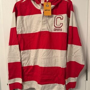 Levi's Red and White Striped Rugby Hoodie